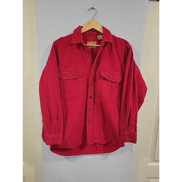 Moose Creek Mens Brushed Cotton Medium Long Sleeve Button Up Red - Picture 1 of 7